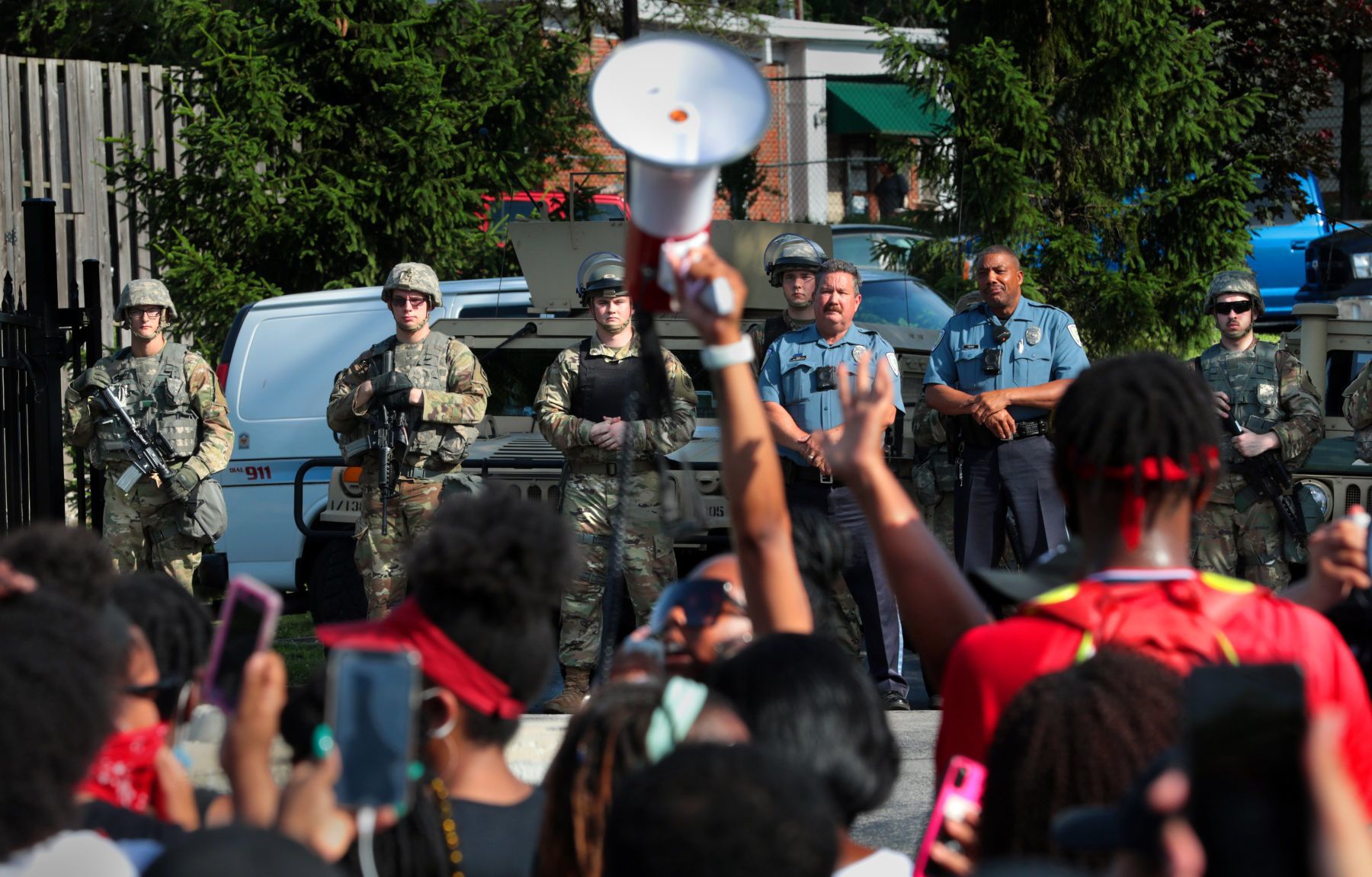 Protesters march in Florissant